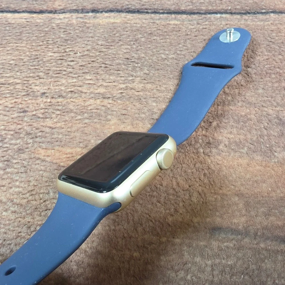 Apple Watch Sport 1st Gen 38mm Gold Aluminum Midnight Blue Excellent 7000 Series